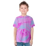 Perfect Hot Pink And Light Blue Rose Detail Kids  Cotton Tee