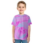 Perfect Hot Pink And Light Blue Rose Detail Kids  Sport Mesh Tee