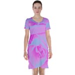 Perfect Hot Pink And Light Blue Rose Detail Short Sleeve Nightdress