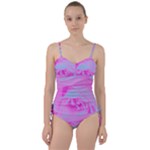 Perfect Hot Pink And Light Blue Rose Detail Sweetheart Tankini Set
