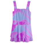 Perfect Hot Pink And Light Blue Rose Detail Kids  Layered Skirt Swimsuit