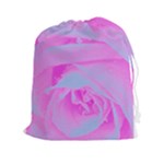 Perfect Hot Pink And Light Blue Rose Detail Drawstring Pouch (XXL)