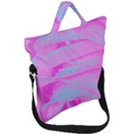 Perfect Hot Pink And Light Blue Rose Detail Fold Over Handle Tote Bag