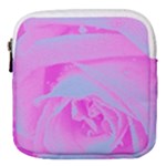 Perfect Hot Pink And Light Blue Rose Detail Mini Square Pouch