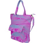 Perfect Hot Pink And Light Blue Rose Detail Shoulder Tote Bag