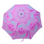 Perfect Hot Pink And Light Blue Rose Detail Folding Umbrellas