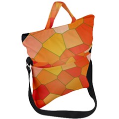 Background Pattern Orange Mosaic Fold Over Handle Tote Bag