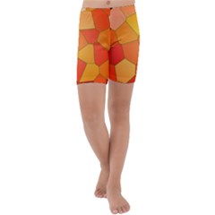 Background Pattern Orange Mosaic Kids  Lightweight Velour Capri Yoga Leggings