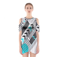 Green Geometric Abstract Shoulder Cutout One Piece Dress by Mariart