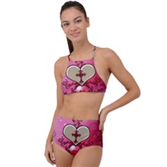 Wonderful Hearts With Floral Elements High Waist Tankini Set by FantasyWorld7