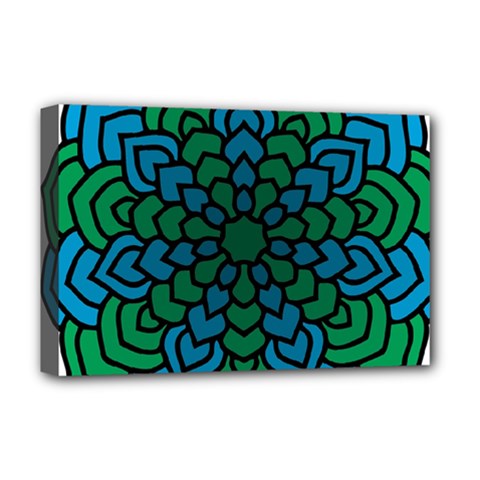 Green Blue Mandala Vector Deluxe Canvas 18  X 12  (stretched)