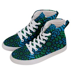 Green Blue Mandala Vector Women s Hi-top Skate Sneakers by Alisyart