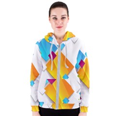 Colorful Abstract Geometric Squares Women s Zipper Hoodie by Alisyart