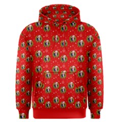 Trump Wrait Pattern Make Christmas Great Again Maga Funny Red Gift With Snowflakes And Trump Face Smiling Men s Pullover Hoodie by snek