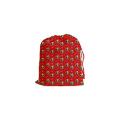 Trump Wrait Pattern Make Christmas Great Again Maga Funny Red Gift With Snowflakes And Trump Face Smiling Drawstring Pouch (xs) by snek