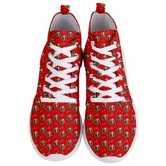 Trump Wrait Pattern Make Christmas Great Again Maga Funny Red Gift With Snowflakes And Trump Face Smiling Men s Lightweight High Top Sneakers by snek