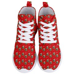 Trump Wrait Pattern Make Christmas Great Again Maga Funny Red Gift With Snowflakes And Trump Face Smiling Women s Lightweight High Top Sneakers by snek