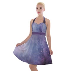 Orion Nebula Pastel Violet Purple Turquoise Blue Star Formation Halter Party Swing Dress  by genx