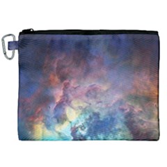 Lagoon Nebula Interstellar Cloud Pastel Pink, Turquoise And Yellow Stars Canvas Cosmetic Bag (xxl) by genx