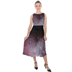 Eagle Nebula Wine Pink And Purple Pastel Stars Astronomy Midi Tie-back Chiffon Dress by genx