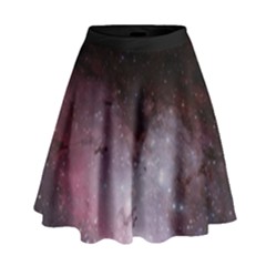 Eagle Nebula Wine Pink And Purple Pastel Stars Astronomy High Waist Skirt by genx