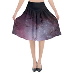Eagle Nebula Wine Pink And Purple Pastel Stars Astronomy Flared Midi Skirt by genx