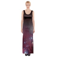 Christmas Tree Cluster Red Stars Nebula Constellation Astronomy Maxi Thigh Split Dress