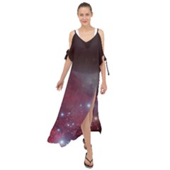 Christmas Tree Cluster Red Stars Nebula Constellation Astronomy Maxi Chiffon Cover Up Dress