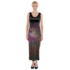 Orion Nebula Star Formation Orange Pink Brown Pastel Constellation Astronomy Fitted Maxi Dress