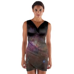 Orion Nebula Star Formation Orange Pink Brown Pastel Constellation Astronomy Wrap Front Bodycon Dress
