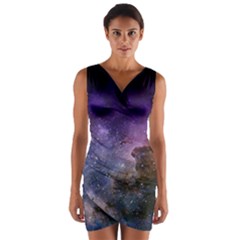 Carina Nebula Ngc 3372 The Grand Nebula Pink Purple And Blue With Shiny Stars Astronomy Wrap Front Bodycon Dress