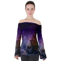 Carina Nebula Ngc 3372 The Grand Nebula Pink Purple And Blue With Shiny Stars Astronomy Off Shoulder Long Sleeve Top by genx