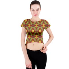 Abstract Floral Pattern Background Crew Neck Crop Top