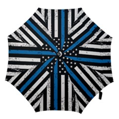 I Back The Blue The Thin Blue Line With Grunge Us Flag Hook Handle Umbrellas (large) by snek