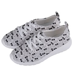 Tape Cassette 80s Retro Genx Pattern Black And White Women s Lightweight Sports Shoes by genx
