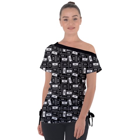 Tape Cassette 80s Retro Genx Pattern Black And White Tie-up Tee by genx
