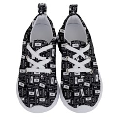 Tape Cassette 80s Retro Genx Pattern Black And White Running Shoes by genx