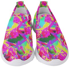Psychedelic Succulent Sedum Turquoise And Yellow Kids  Slip On Sneakers by myrubiogarden