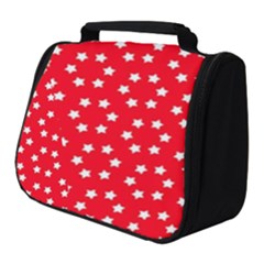 Christmas Pattern White Stars Red Full Print Travel Pouch (small)