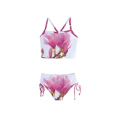 Wild Magnolia Flower, Watercolor Art Girls  Tankini Swimsuit by picsaspassion
