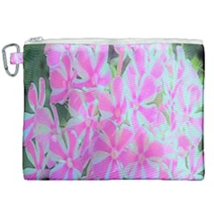 Hot Pink And White Peppermint Twist Garden Phlox Canvas Cosmetic Bag (xxl) by myrubiogarden