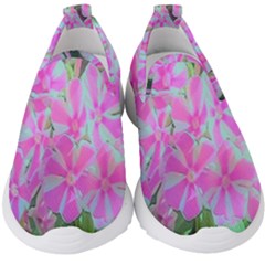Hot Pink And White Peppermint Twist Garden Phlox Kids  Slip On Sneakers by myrubiogarden