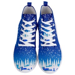 Snowflakes Snowy Landscape Reindeer Men s Lightweight High Top Sneakers by Wegoenart