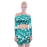 Stars Christmas Ice Decoration Off Shoulder Top with Mini Skirt Set