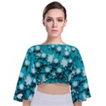 Stars Christmas Ice Decoration Tie Back Butterfly Sleeve Chiffon Top