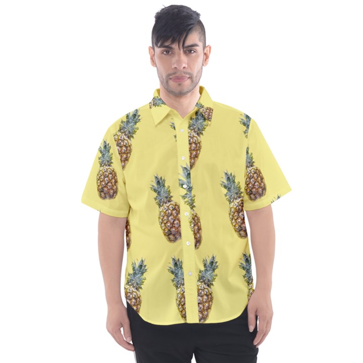 Pineapples Fruit Pattern Texture Men s Short Sleeve Shirt