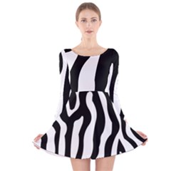 Zebra Horse Pattern Black And White Long Sleeve Velvet Skater Dress by picsaspassion
