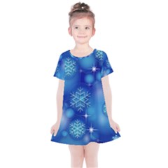 Blue Background Christmas Kids  Simple Cotton Dress by Wegoenart