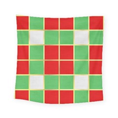 Christmas Fabric Textile Red Green Square Tapestry (small) by Wegoenart