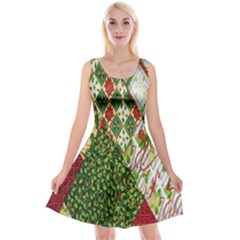 Christmas Quilt Background Reversible Velvet Sleeveless Dress by Wegoenart